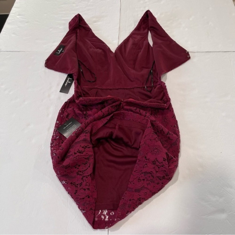NWT Lulus Nevaeh Burgundy Lace Cutout Sleeveless Mini Dress SMALL - Picture 7 of 11